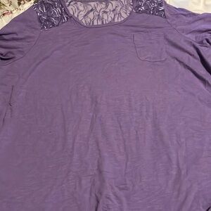 Purple lace collar blouse